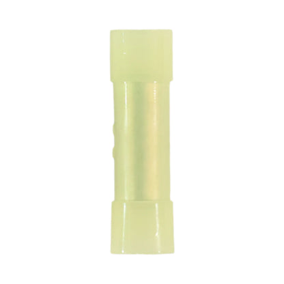 Yellow nylon insulated butt splice connector (100 pack) for caravan, rv, and campervan 12v wiring joins