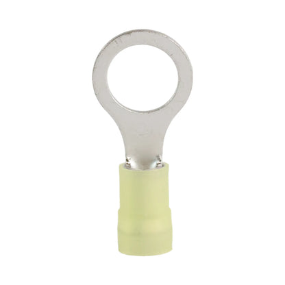 Yellow nylon insulated ring terminal M10 (100 pack) for caravan, rv, and campervan 12v wiring connections