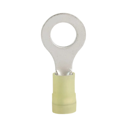 Yellow nylon insulated ring terminal M8 (100 pack) for caravan, rv, and campervan 12v wiring connections