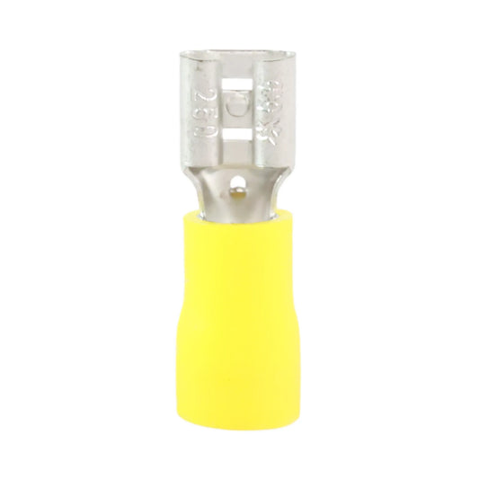 Yellow vinyl female quick disconnect (100 pack) for caravan, rv, and campervan 12v wiring connections