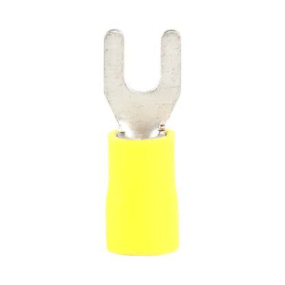 Yellow vinyl fork terminal M4 (100 pack) for caravan, rv, and campervan 12v wiring connections
