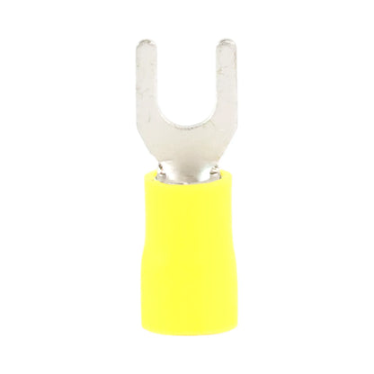 Yellow vinyl fork terminal M5 (100 pack) for caravan, rv, and campervan 12v wiring connections