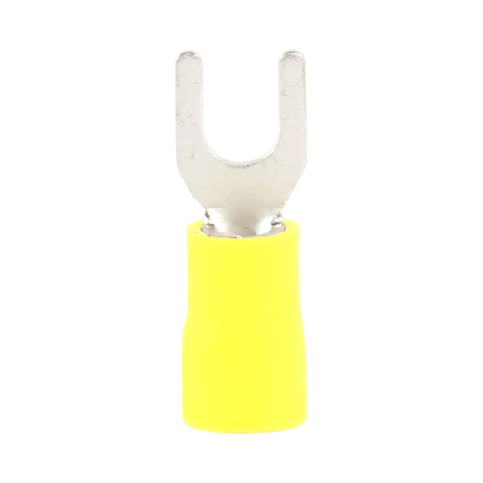 Yellow vinyl fork terminal M5 (100 pack) for caravan, rv, and campervan 12v wiring connections