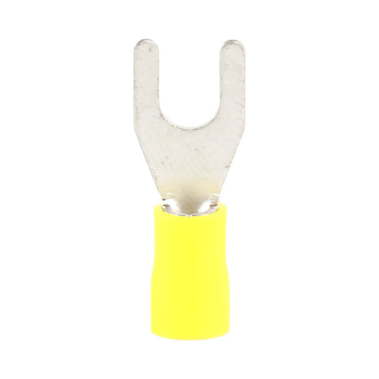 Yellow vinyl fork terminal M6 (100 pack) for caravan, rv, and campervan 12v wiring connections