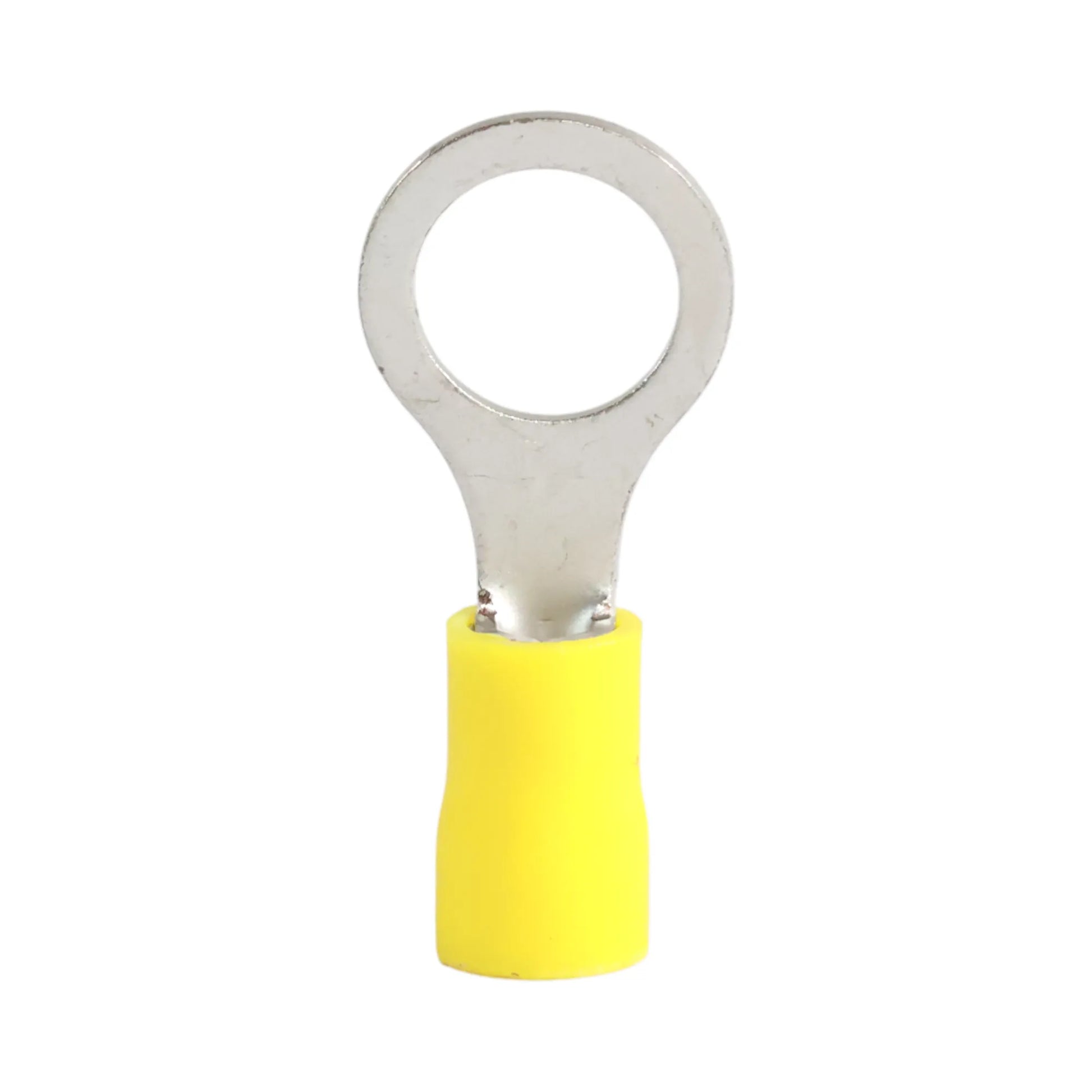 Yellow vinyl insulated ring terminal M10 for caravan, rv, and campervan 12v wiring connections