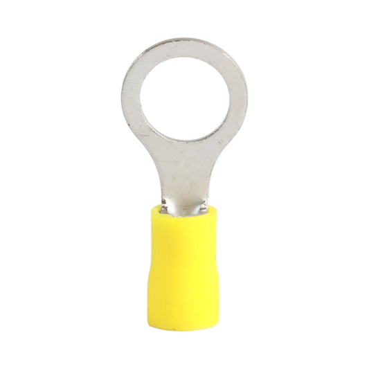 Yellow vinyl insulated ring terminal M10 for caravan, rv, and campervan 12v wiring connections