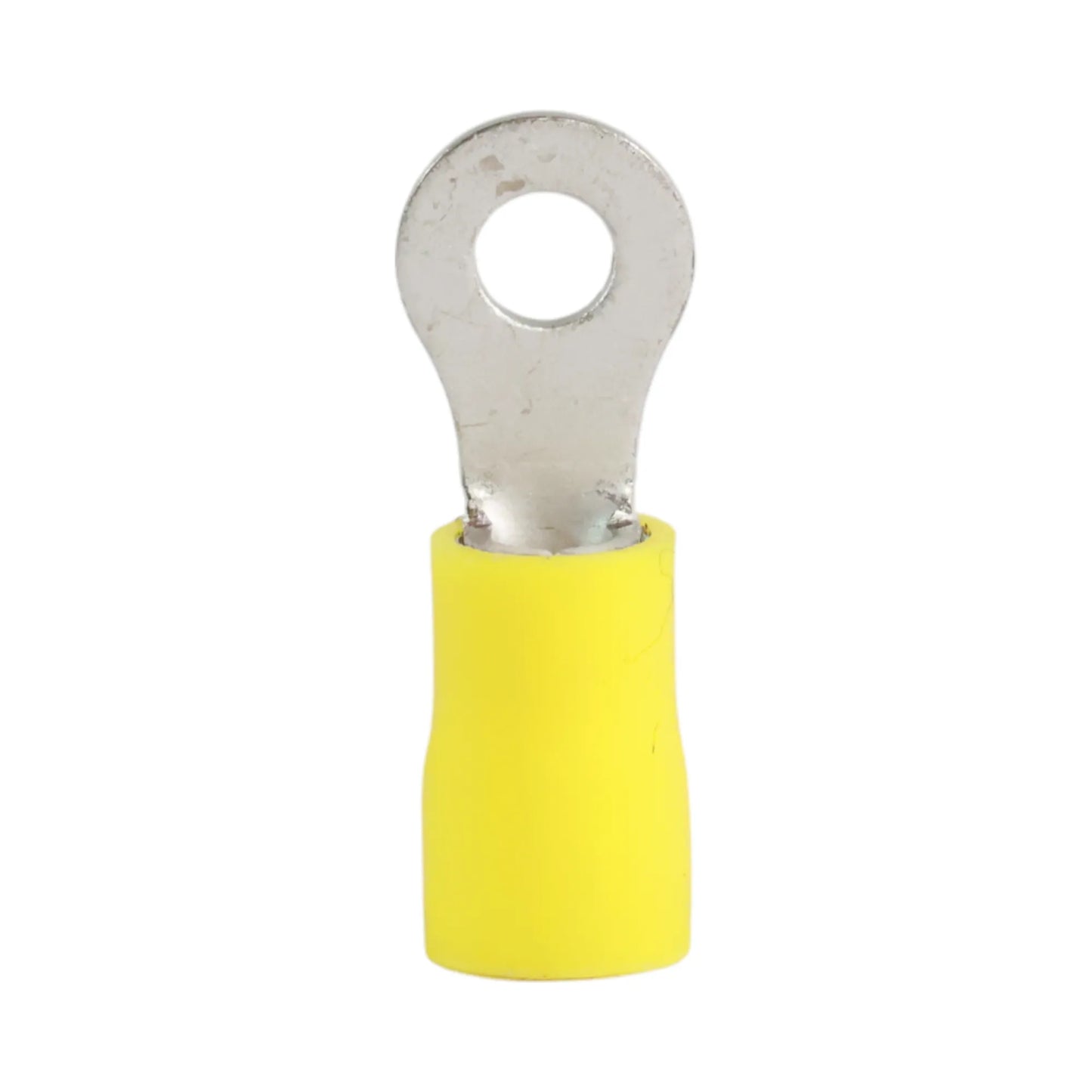 Yellow vinyl insulated ring terminal M4 for caravan, rv, and campervan 12v wiring