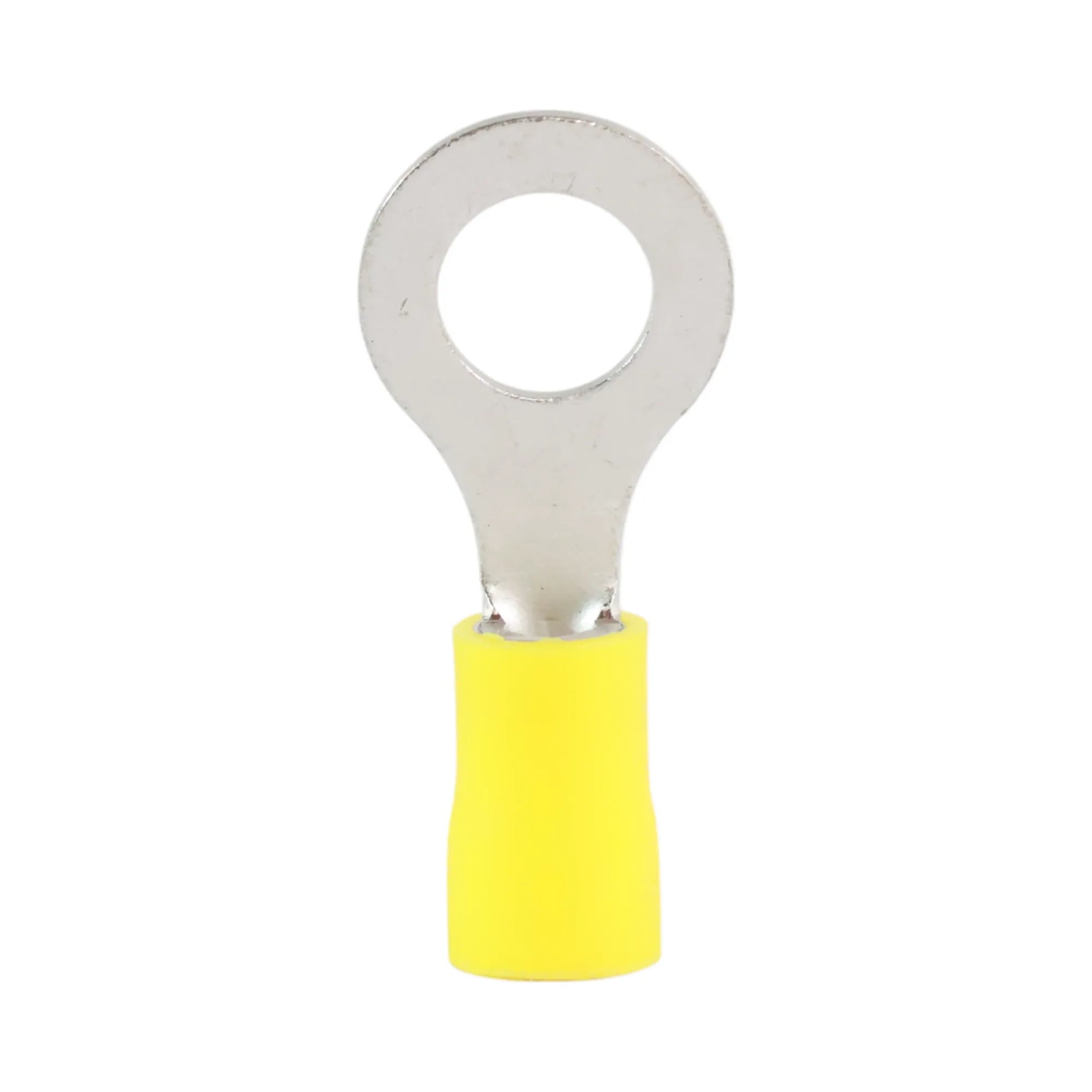 Yellow vinyl insulated ring terminal M8 for caravan, rv, and campervan 12v wiring connections